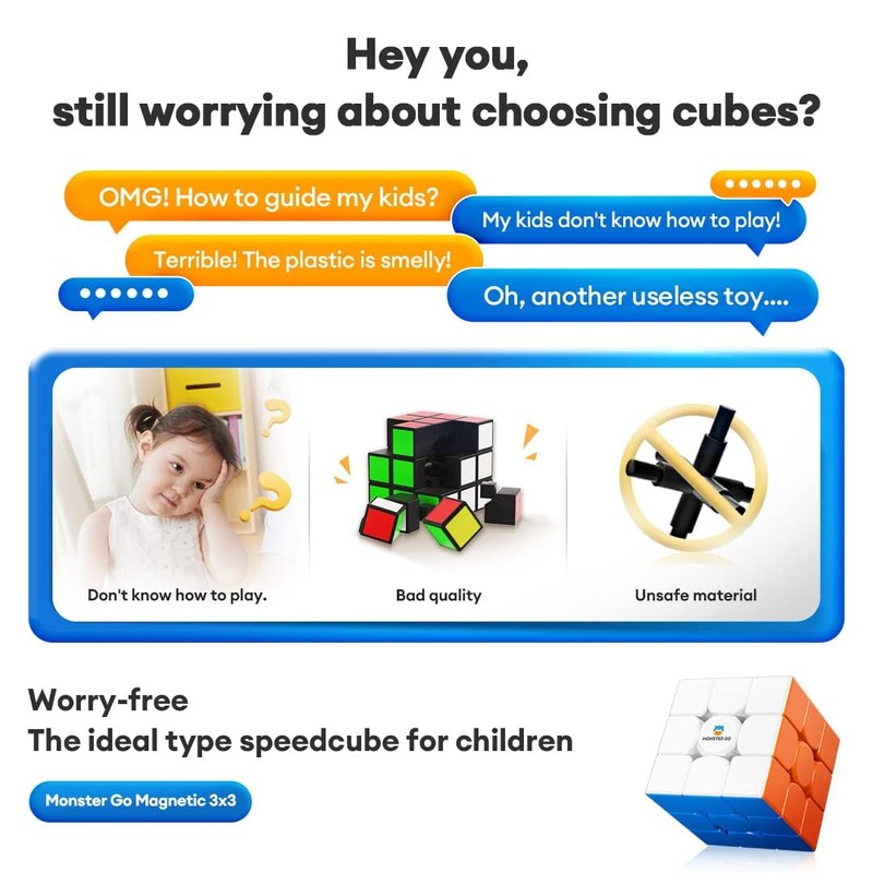 Monster Go Magnetic 3x3 EDU Magic Cube Monster Go Stickerless