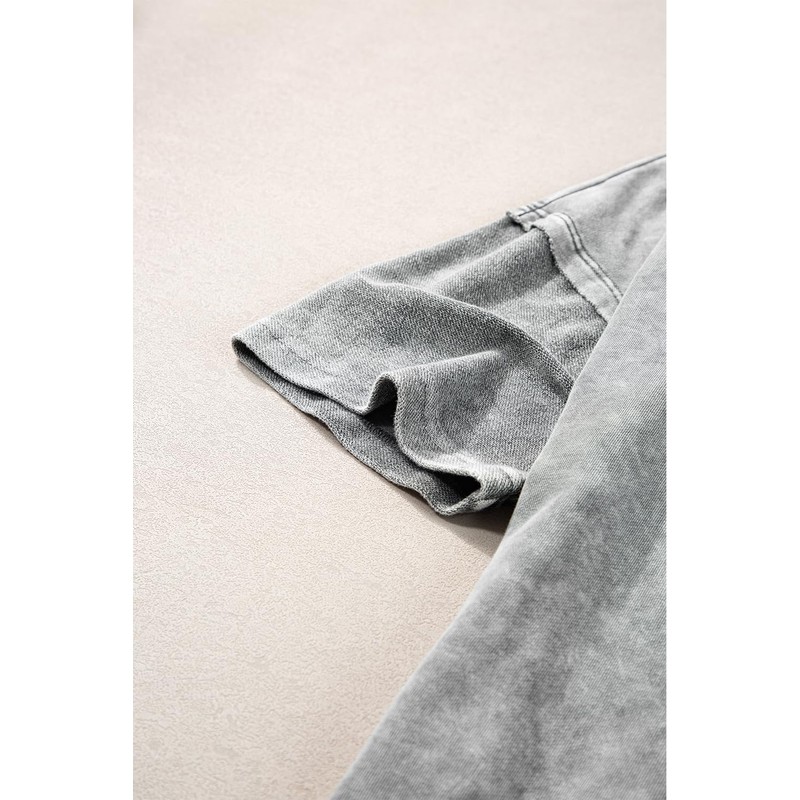 KevaMolly Women's Oversized Tshirts Tops Short Sleeve Philippine Gray Mineral