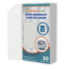 Meadowcare Commode Absorbent Pads | Pack of 50 Super Absorbent Pads for Commode Liners | 50 Pads Only