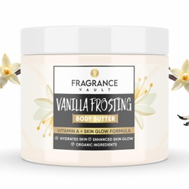 FragranceVault Body Butter Vanilla Frosting Scent - Vitamin A for Skin Repair & Hydrated Skin Body Cream Moisturizer - Body Lotion - 7 oz.
