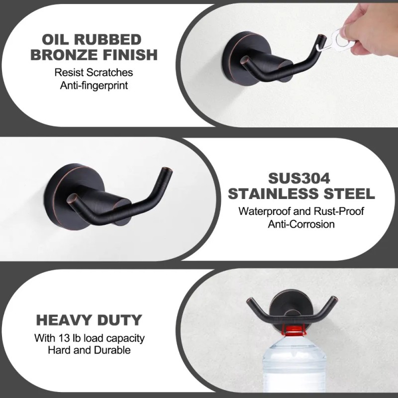 Oil Rubbed Bronze Towel Hooks, SUS 304 Stainless Steel Wall