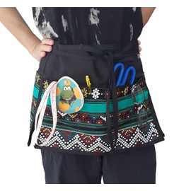 TG888 Short Waist Waitress Aprons with 3 Zipper Pockets, Crafts, Restaurant, Shop Work, Art Smock, Cafe, Barista, Garden, Chef Work