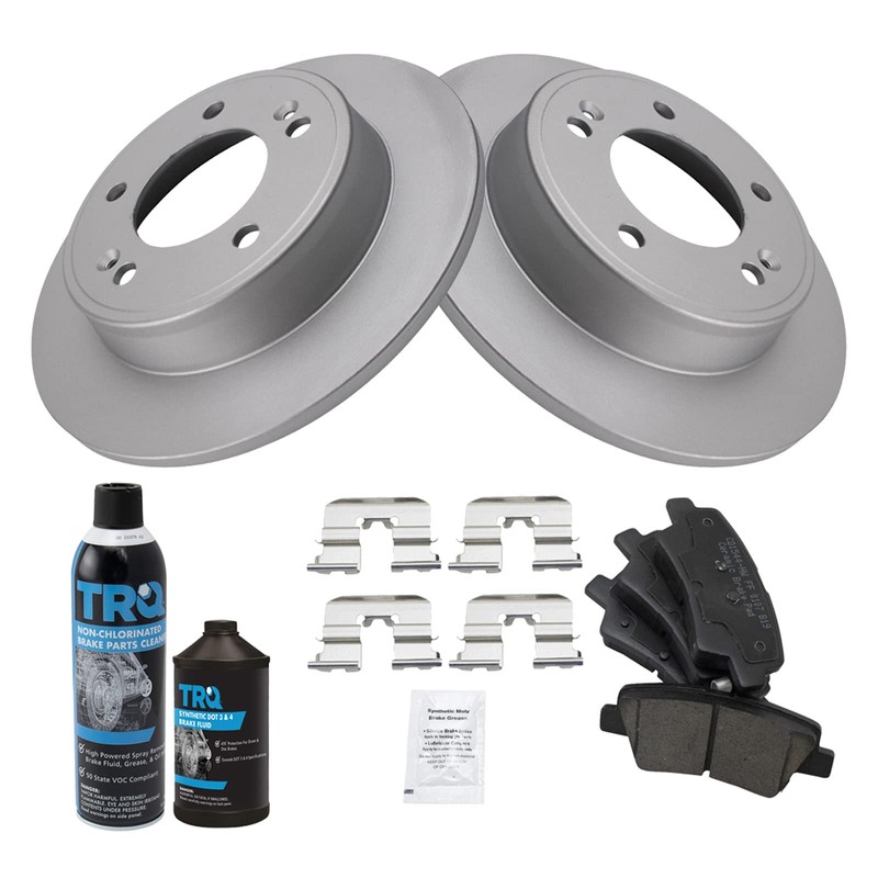 TRQ Ceramic Brake Pad & Coated Rotor Rear Kit w/Chemicals