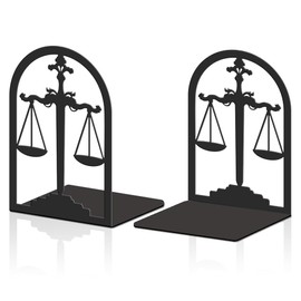 Hobbspring 2 Stück Buchenden für Schwere Bücher Waage Dekorative Metall Buchstützen Schwarz Robuste Bücherregalhalter Größere Buchstützen Verwendet auf dem Schreibtisch für Büro zu Hause oder Schule