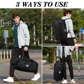 Laripwit Travel Duffle Bag for Men - 40L Sports Gym Bag with Shoe Compartment and Wet Pocket - Versatile for Weekender Overnight Bag for Women Medium Traveling Backpack, Black