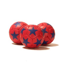 Zeekio Satellite Juggling Ball Set of 3 - Millet filled-67mm-125g - Great Grip - 12 Panel- 3 Ball (Red with Blue Stars)