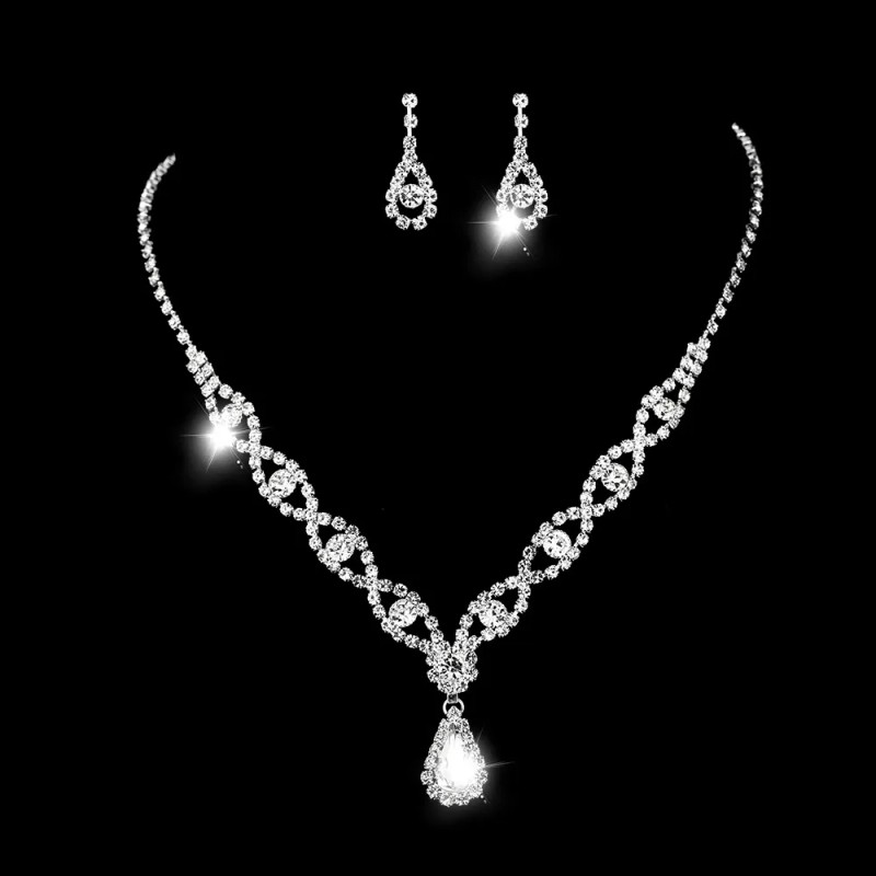Aokun Kit Boda Sets De Joyeria Cristal Deco Mujer Collararete