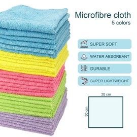 Leviatan - Microfiber Cleaning Cloths 30 Pack | for Home, Hotel, Office | 30x30cm | Multicolored | Pack of 5-6 Sets