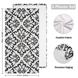 COVASA 2 Pack White Black Boho Floral Hand Towels for Bathroom,Soft Absorbent Vintage Abstract Flower Modern Bath Hand Towels for Kitchen,Decorative Guest Bathroom Towels for Face,Shower,Gym 14"x28"