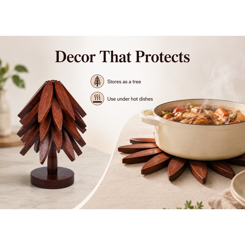 Wooden Trivets for Hot Dishes Decorative Christmas Tree Shape, Kitchen