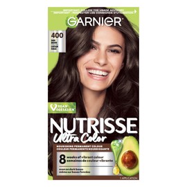 Garnier Nutrisse Ultra Color, Permanent Hair Dye, Vibrant Long-Lasting Colour, Vegan Formula, Nourished Hair, Protects Hair Against Dryness, 400 Dark Brown, 1 Application