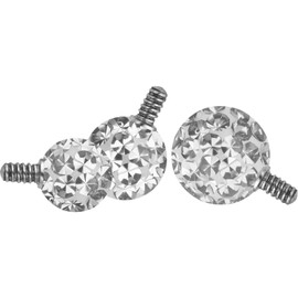 PIERCINGLINE Titanium Dermal Anchor Piercing Attachment Epoxy Ball Crystal Clear Choice of Sizes, Titanium