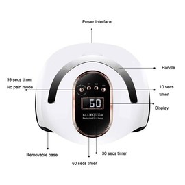 zalati Nail Lamp 168W LED UV Light with 4 Timers Portable Handle Quick Drying for Nail Art Care Tool 168W White