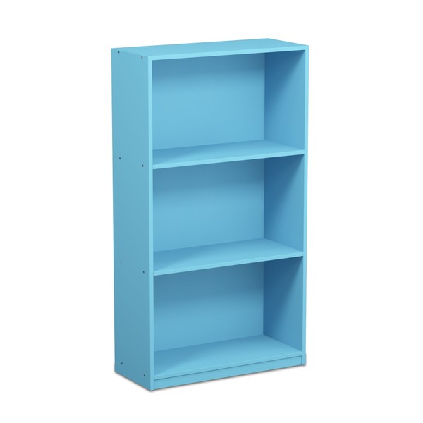 Furinno FURINNO Basic 3-Tier Bookcase Storage Shelves, Light Blue