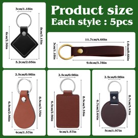 Tikjiua 25 Pcs Leather Key Fob Kit, 5 Types PU Leather Key Fobs with Rivets and Keychain Ring, Leather Keychains Holder for Keychain Making Leather Craft Working