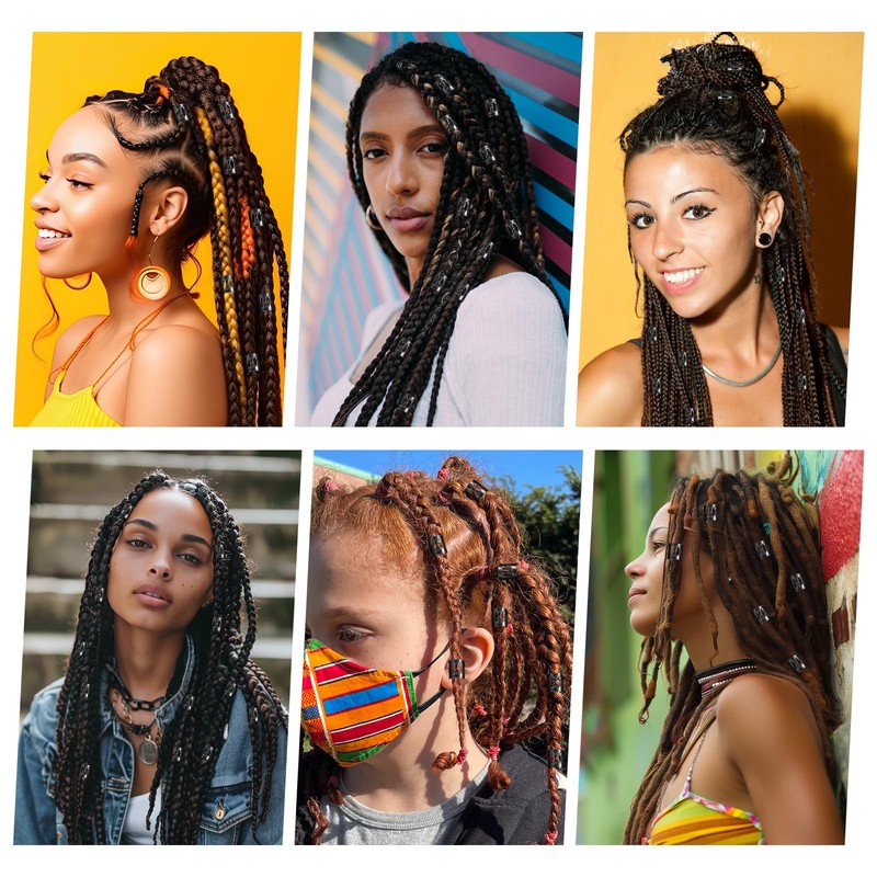 50 Pcs Black Dreadlock Beads Metal Tube Beads Dreadlock Hair