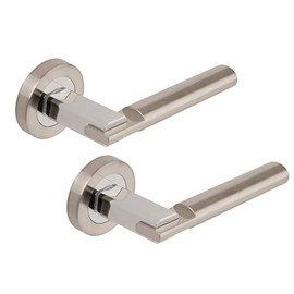 Excel DH3655 Chronos Passage Door Handles on Round Rose, Duel Satin Nickel/Polished Chrome