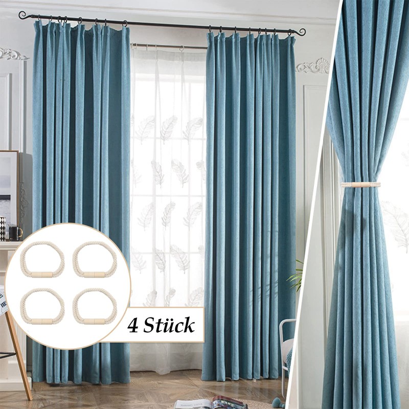 Scettar Pack of 4 Magnetic Curtain Tiebacks, Camel Coloured Tiebacks