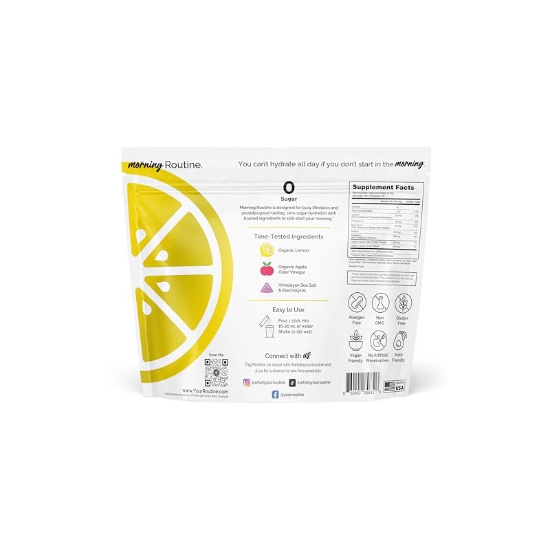 ROUTINE Morning Daily Hydration Electrolyte Drink Mix - Lemon Flavor