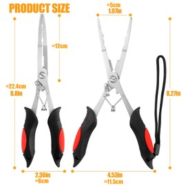 Long Nose Fishing Pliers with Scissors-Fishing Hook Remover Plier Tool, Disgorgers/Pike Line Cutter Fishing Accessories with Sheath,Fishing Gifts for Men