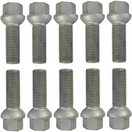 Wheel Bolts Silver Ball Collar R13 M14 x 1.5 43 mm Pack of 10