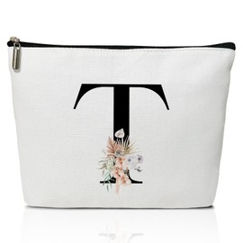 haipino Make up bags for women, Small makeup bag for travel, Bridesmaid gifts for wedding day, Stuff bags for travel, Small makeup pouch for purse, Girls Weekend Gifts（Letter-T