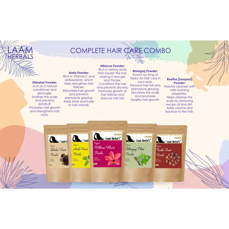 Laam Amla, Reetha, Shikakai, Bhringraj, Hibiscus Powder Dry Hair Pack