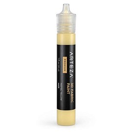 Arteza 3D Fabric Paint, Pastel Yellow A605, 1oz Tube, Washer & Dryer Safe Textile Paint for Clothing, Accessories, Ceramic, Glass & DIY Projects