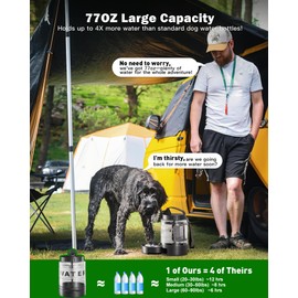 77oz Large Dog Water Bottle Travel - Portable Dog Travel Water Dispenser with Bowl, Ideal for Travelling, Hiking, Camping, Parks, Outdoor, Black