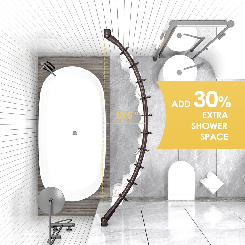 Chrsouly Adjustable Curved Shower Rod, 42-74 inches Extra Wide Shower