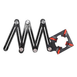 Alnicov Aluminum Alloy Multi-Angle Measuring Ruler 6-Sided Tile Hole Jig Tool with Punch Locator Portable Angle Measuring Instrument for Tile Woodworking DIY Projects