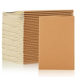 MIVIDE 50 Pack A5 Blank Kraft Notebooks, Bulk Pack 8.3” x 5.5” Notebooks 30 Sheets 60 Pages, Lined Travel Notebooks for Writing, Making Plans, School Office Supplies