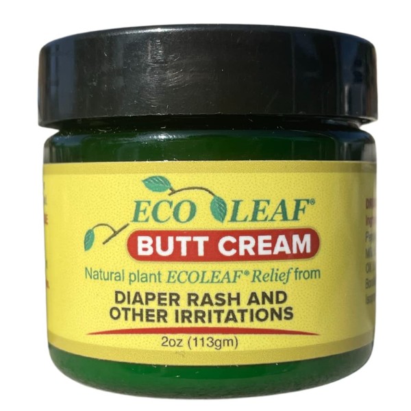 ECOLEAF Butt Cream Symptomatic Rash Relief | Made in the USA with Organic Plant Extracts & Oils | Great for Diaper Rashes, Chafing, Burns, Cuts, Itching | Designed for Babies, Kids, Adults, Athletes