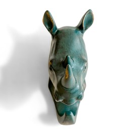 HERNGEE Rhino Head Single Wall Hook / Hanger Animal Shaped Coat Hat Hook Heavy Duty, Rustic, Decorative Gift , Rustic Bronze Color