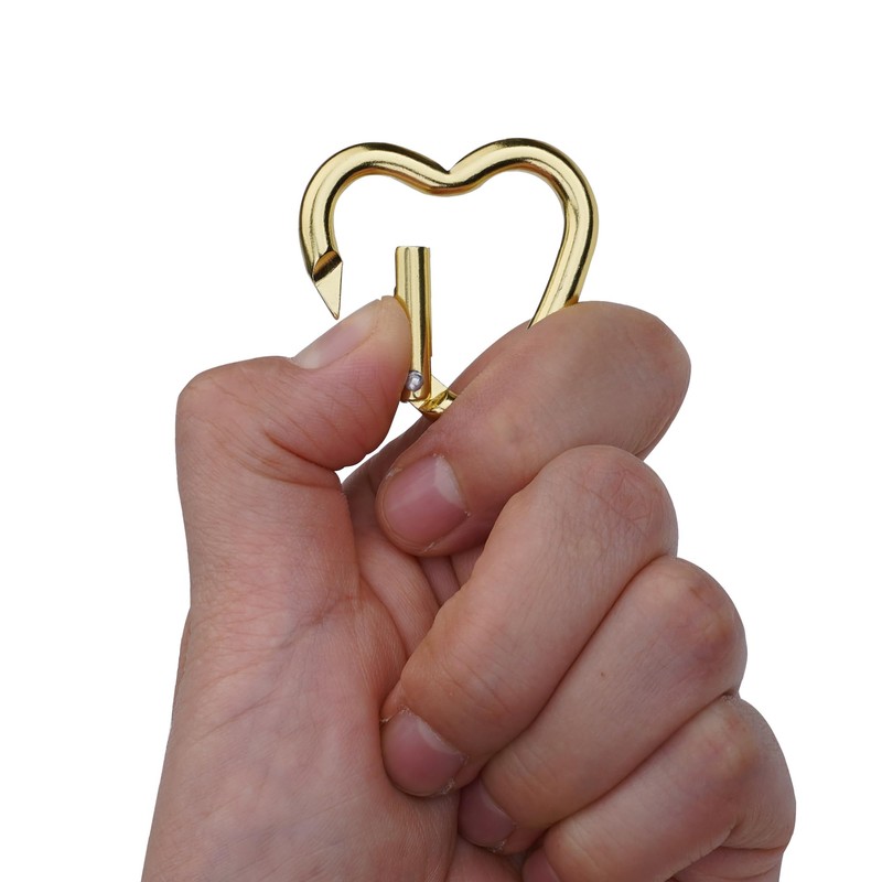 munkees, 2 x Mini Heart Carabiner Key Ring Gold 3222