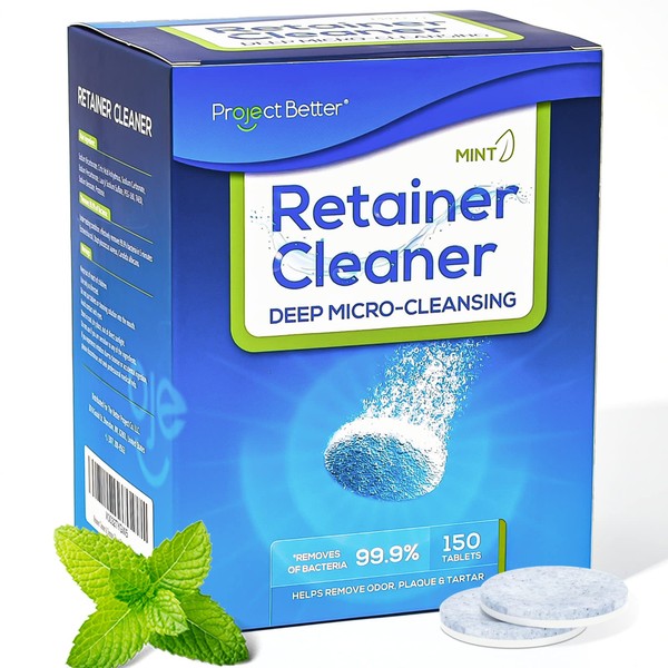 Retainer Cleaner Tablets for Dental Appliances and Night & Mouth Guard, Denture Cleaning Tablets Solution To Offer Confident Smile.(150 Tablets,Mint Flavor)