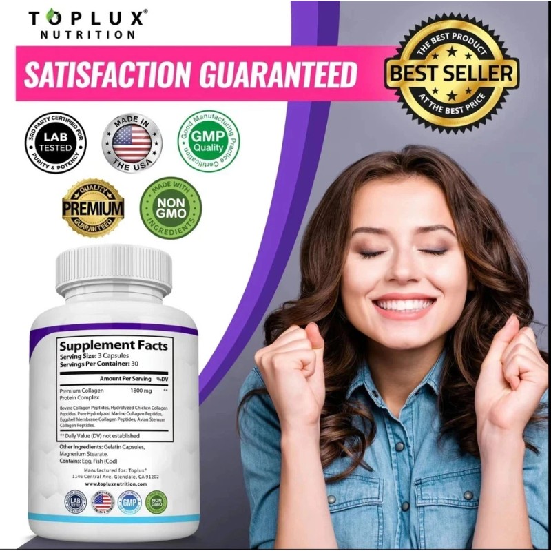 Toplux Multi Collagen Peptides Pills 1800 Mg Complex-Hydrol
