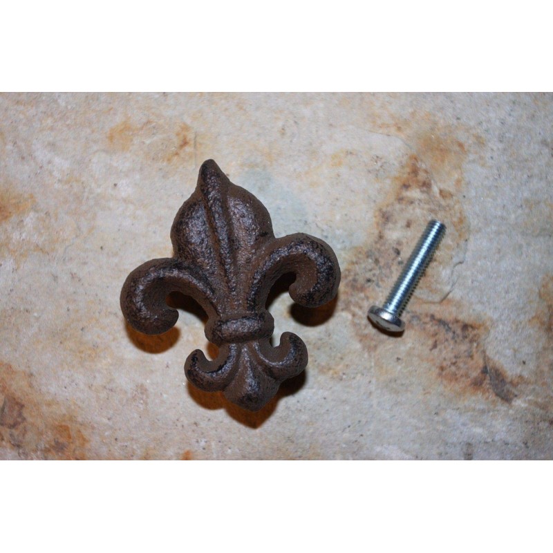 Pack of 10 Cast Iron Fleur De Lis Knobs Cabinet