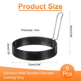 HARFINGTON 6Pcs Egg Rings 4" Stainless Steel Nonstick Pancake Cooking Ring for Griddle Frying Eggs Sandwich Omelets Breakfast