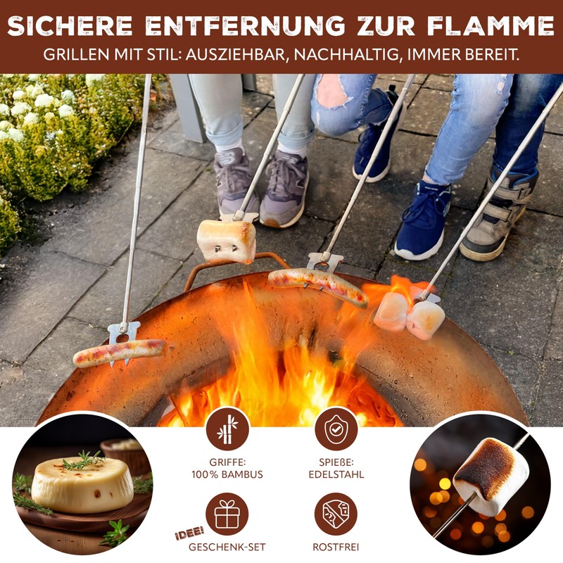 bremermann Telescopic Barbecue Forks Set of 2 Including Bag Stainless