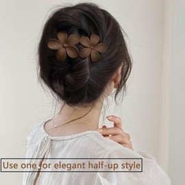 Qiansail 5/6Pcs Flat Hair Clips, Matte Flat Claw Clips Large Flower Claw Clip 2 Styles Non-slip Lay Down Hair Accessories for Women and Girls (6Pcs-B)