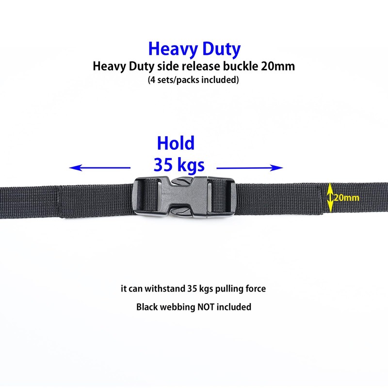 Ahijklmn Plastic Side Release Buckle Clips 20mm Heavy Duty Plastic
