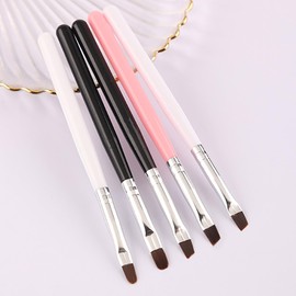 DANNEASY 6pcs Nail Art Clean Up Brush Round&Angled Nail Polish Clean Up Brush for Cleaning Fingernails Professional Nail Painting Brushes for Nail Art Design Manicure Brush