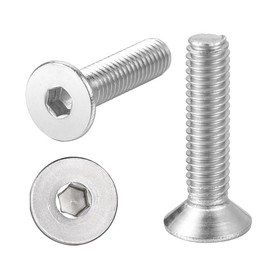 M8-1.25 x 55mm Flat Head Socket Cap Screws Stainless Steel 18-8 (304) Allen Socket Drive Plain Finish Countersunk Screws Full Thread, 15-Pack