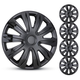 AUTOWIKI Auto Hubcap Set, R14 Hubcap Wheel Cover Replacement, 14 inch Snap On Wheel Cover Kit, Universal Wheel Rim Cover Fits Most of Car Truck SUV Black Lacquer Color