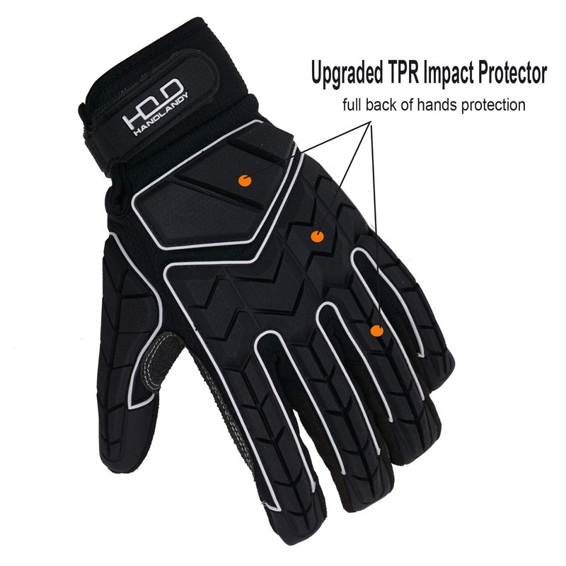 HANDLANDY Anti Vibration Gloves, SBR Padding, TPR Protector Impact Gloves,