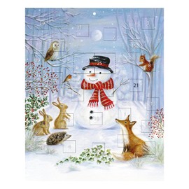 Christmas Countdown Advent Calendar with Standing Struts, Gift Envelopes and 24 Windows - Christmas Snowman and Woodland Animals