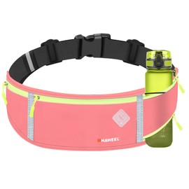 Upgraded Fanny Pack Men Women Waist Bag with Water Bottles Holder, Waterproof Running Belt Bag Sports Gym Outdoor Jogging Fashion Waist Pouch Adjustable Waist Phone Pocket (Pink)