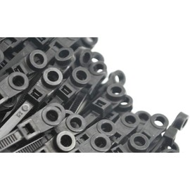 NiftyPlaza 6 Inch 50 Lbs Mounting Hole Cable Ties - 100 Pack - Nail Screw Wire Hole Zip Tie (100 Black Cable Ties)