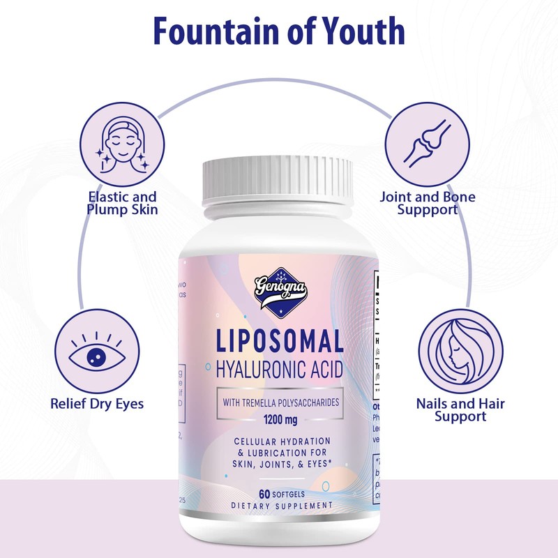Liposomal Hyaluronic Acid Supplements 1000mg-High Bioavailable Dietary Hyaluronic Acid Capsules-with